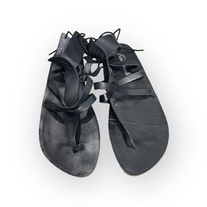 Free People Black Leather Gladiator Sandals Size 40